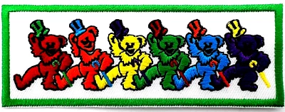 Grateful Dead Dancing Bears Embroidered Rock Iron on Patch Applique