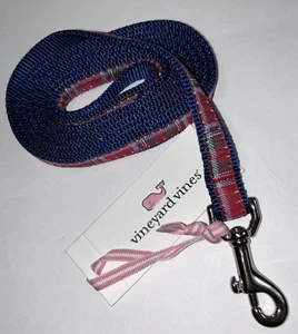 NUEVO VINEYARD VINES 6' Correa para Perro Azul Marino Nylon Red Rojo Vacaciones Cuadros BALLENAS - Imagen 1 de 3