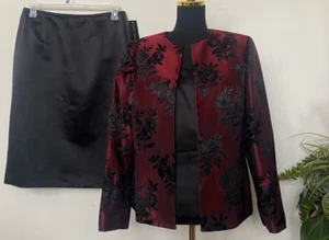 NWT Nipon Boutique Women's Red Black 3 Piece Skirt Suit Size 12, $300 - Picture 1 of 9