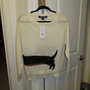 XS - DACKEL Wolle Elfenbein Pullover Oberteil FRENCH CONNECTION - fällt groß aus - Neu mit Etikett - Bild 1 von 9
