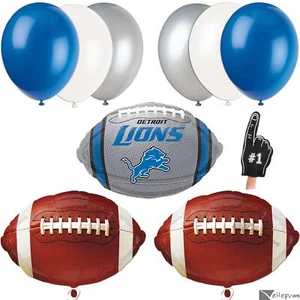 Football Party Starter Decoration 10pc Football Balloon Pack, Blue Silver White - Picture 1 of 3