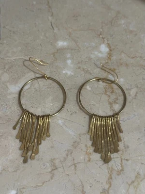 Banana Republic Aureus + Argent Gold Plated Feather Hoop Earrings - Image 1 of 2