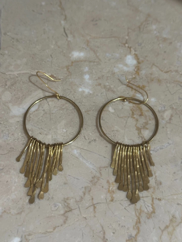 Banana Republic Aureus + Argent Gold Plated Feather Hoop Earrings - Image 1 of 2