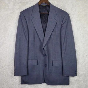 Vtg 42L Palm Beach Blue Gray Glen Check Wool Sport Coat Blazer Made In USA - Picture 1 of 13