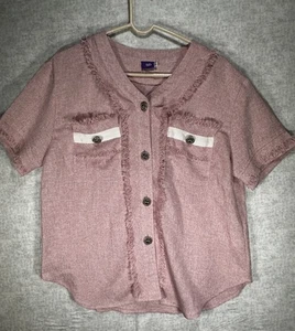 Pink Blazer Button Down Fringe Detail CowGirl Western Womens Oversized Sz Small - Picture 1 of 7