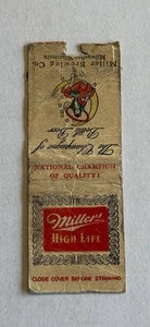 Miller High Life Miller Brewing Company Milwaukee WI Streichholzschachtelhülle 423B - Bild 1 von 2