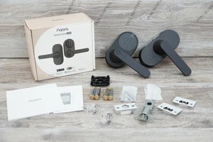 Cerradura de puerta sin llave con huella digital Aqara Smart Lock U300 con manija negra nueva caja abierta - Imagen 1 de 8