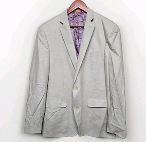 Tallia Sport Coat Mens 44L Silk Wool Blazer Jacket Tan Beige 2 Button Paisley - Picture 1 of 9
