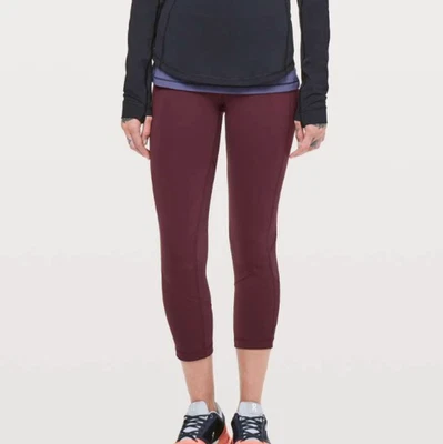 Leggings Lululemon Talla 6 Pace Rival Crop *22" Adobe Oscuro Borgoña Malla Extrema Foto 1 de 4