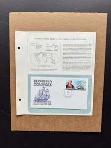 American Bicentennial Event FDC (C63) +Malagasy +USS Randolph Under French - Picture 1 of 1