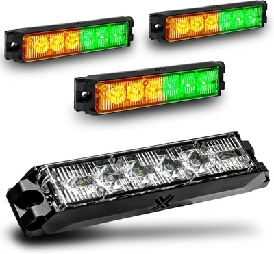LAMPHUS 4pc NanoFlare 5" 6W Amber Green LED Surface Mount Police Grill Strobe Wa - Image 1 of 4