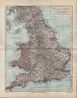 Mapa mapy 1895 ANGLIA I WALIA. Durham York Stafford Suffolk Devon Denbigh