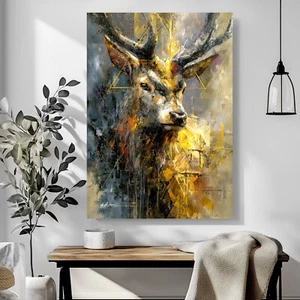 Leinwand Bild Hirsch Natur Tierbilder Wandbilder Wohnzimmer Büro XXL 7939A - Bild 1 von 7