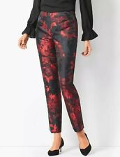 TALBOTS RSVP Hampshire Red & Black Floral Ankle Pants Flattering Jaquard Size 8