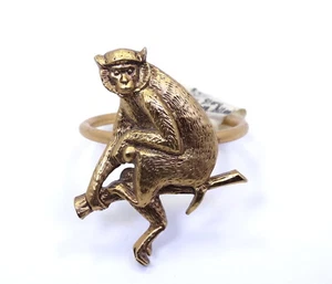 Fun Vintage Estate CAPUCHIN MACAQUE MONKEY Gold Plated Napkin Holder Ring - Picture 1 of 5