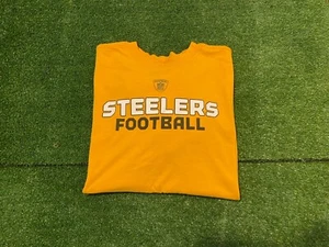 Retro Y2K Pittsburgh Steelers tshirt XL long sleeve spell out yellow reebok mens - Picture 1 of 12