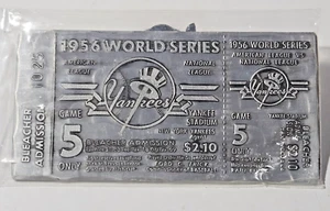 Boleto de metal del Juego 5 de la Serie Mundial 1956 New York Yankees 6" x 3" - Imagen 1 de 7