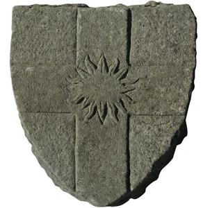 Stemma pietra croce genovese,sole su scudo - Stone coat of arms Genoa cross 6498 - Imagen 1 de 1