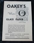 1938 Small Print Advert &#39;OAKEY&#39;S GLASS PAPER&#39; 5.5&quot; x 4&quot;