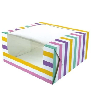 Pink Bold Stripes Cake Box - 10 x 5" - 2 Pack Sizes - Picture 1 of 1