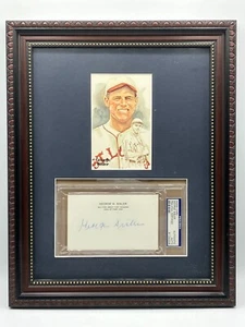 George Sisler Framed PSA/DNA Autograph & Perez-Steele HOF Post Card 12.5 x 15.5" - Picture 1 of 4