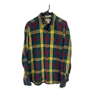 Vintage L.L. Bean Herren Flanellhemd Large Scotch kariert grün gelb rot - Bild 1 von 4