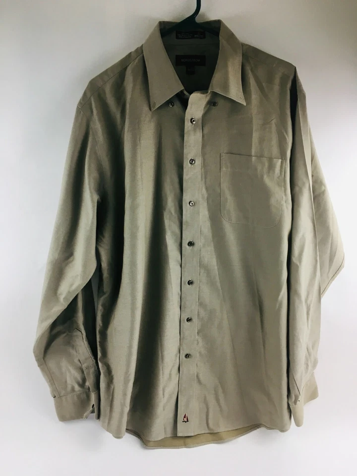 Nordstrom Shirt Men's Size 16.5-37 Brown with Pocket Long Sleeve Button Up - Image 1 of 4
