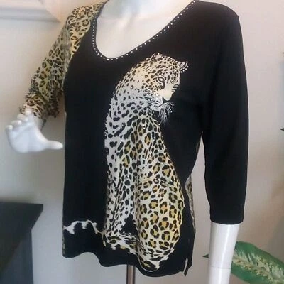 Top Valentina Signa estampado "leopardo" cuello en V Foto 1 de 4