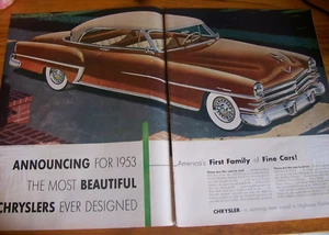 Original 1953 Chrysler 2-Page Magazine Ad "The Most Beautiful Chryslers Ever" - Picture 1 of 1