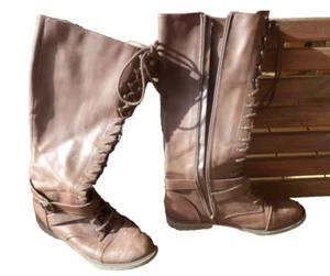 Women's Boots Size 8.5 Brown 15" high Party Casual Stylish - Picture 1 of 8