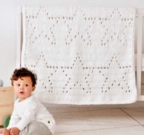 0539 Crochet Baby's Star Blanket 34x46ins Super Chunky - Vintage Pattern Copy - Image 1 of 1