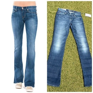 Pantalones de mezclilla para mujer 7 For All Mankind Kaylie ajustados supermodelo bota azul lavado AU0260702 - Imagen 1 de 24