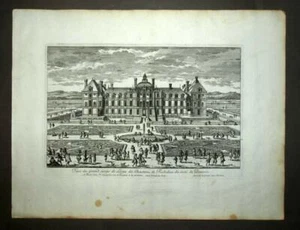 CHATEAU DE RICHELIEU ,JARDIN A LA FRANCAISE LE NOTRE par Perelle gravure de 1675 - Imagen 1 de 2