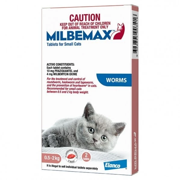 Milbemax Worming tablet for Small Cats - Round Hook Tapeworm Heartworm EXP9/25 - image 1 of 1