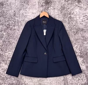 New Madewell Alston Blazer 10 Womens Navy Blue Slim Fit Single Button Jacket - Picture 1 of 8