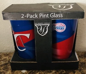 NBA Los Angeles Clippers 2 - 16 fl oz Pint Glass Set Red White Blue NEW - Picture 1 of 2