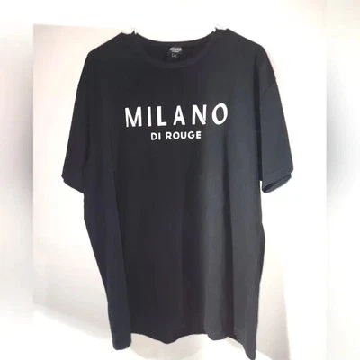Camiseta Milano Di Rouge Para Hombre XL Negra Manga Corta Cuello Redondo Gráfico Logo  Foto 1 de 3