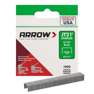 Arrow 215 JT21 Thin Wire Staples for Staple Guns and 5/16 Inch, Silver  - Picture 1 of 7