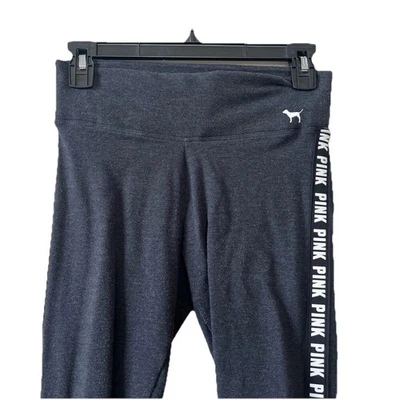 Victoria’s Secret PINK Yoga Leggings Women XS Black & White Compression Logo EUC - Image 1 of 4