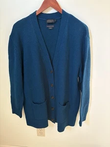 Pendleton Sweater Mens Large Cardigan 100% Shetland Wool Washable Blue Grandpa - Picture 1 of 7