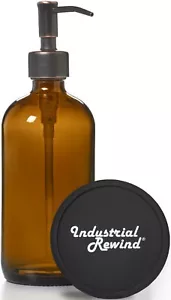 Amber Glass Soap Dispenser, Oil Rubbed Bronze Pump - 16oz Boston Round Bottle - Picture 1 of 6
