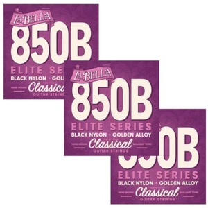 La Bella Guitar Strings 3 Sets Nylon #850B Black Nylon Elite Golden Alloy Classi - Picture 1 of 7