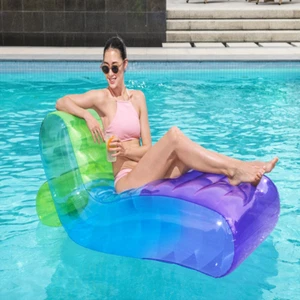 Multicolor Gradient Inflatable Chaise Lounge Pool Float Raft Swimming Adult - Picture 1 of 12