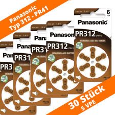 30 x Panasonic Hörgerätebatterien Typ 312 PR41 Neu 5 Blister PR312 Hearing Aid