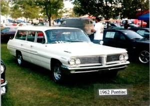 1962 Pontiac Catalina white wagon auto car show photo 3.5x5 FREE SHIPPING - Picture 1 of 2