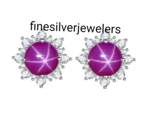 Genuine Pink Lindy Star Earrings in 925 Sterling Silver Studs Ruby Star Earrings - Picture 1 of 3