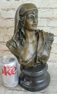 Early 100% Pure Bronze Bust Egyptian Girl by Milo Hand Made Sculpture Home Decor - Picture 1 of 7