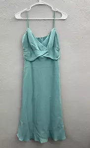 Abito donna Oleg Cassini taglia 8 seta spaghetti spalline blu - Foto 1 di 14