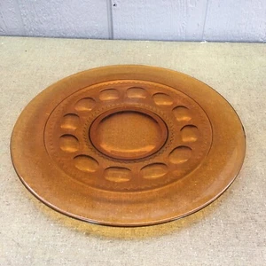 De colección. Plato de servir de vidrio ámbar de la depresión de 10" Kings Crown Indiana Glass - Imagen 1 de 9
