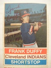 FRANK DUFFY signed INDIANS 1976 Hostess baseball card AUTO GIANTS STANFORD REDS
